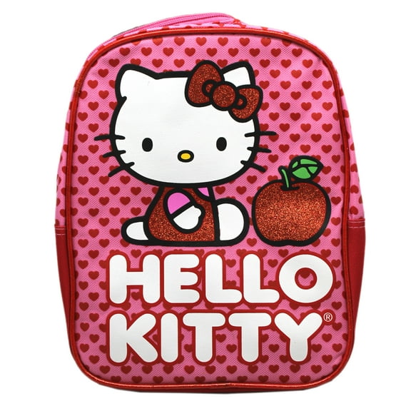 Hello Kitty Backpack -Heart and Red Apple Toddler Backpack (10in)