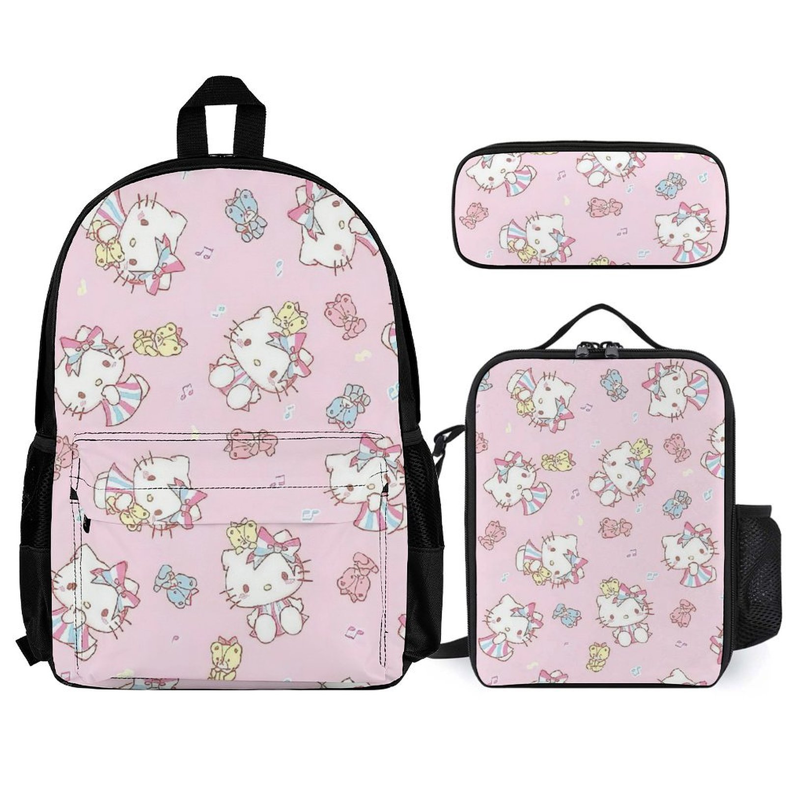 Hello Kitty Backpack Set, Backpack with Lunch Box and Pencil Case 3pcs ...