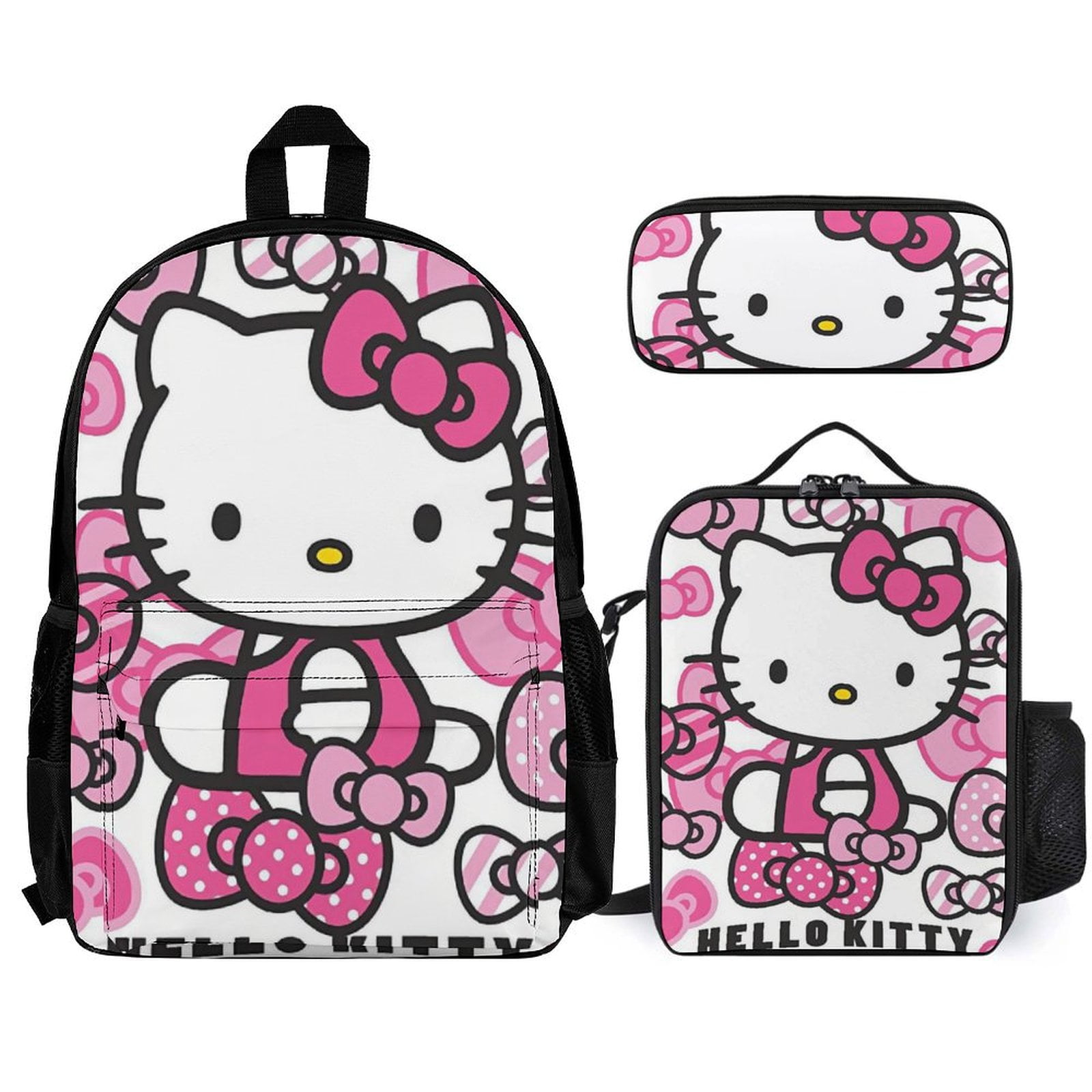 Hello Kitty Backpack Set, Backpack with Lunch Box and Pencil Case 3pcs Set