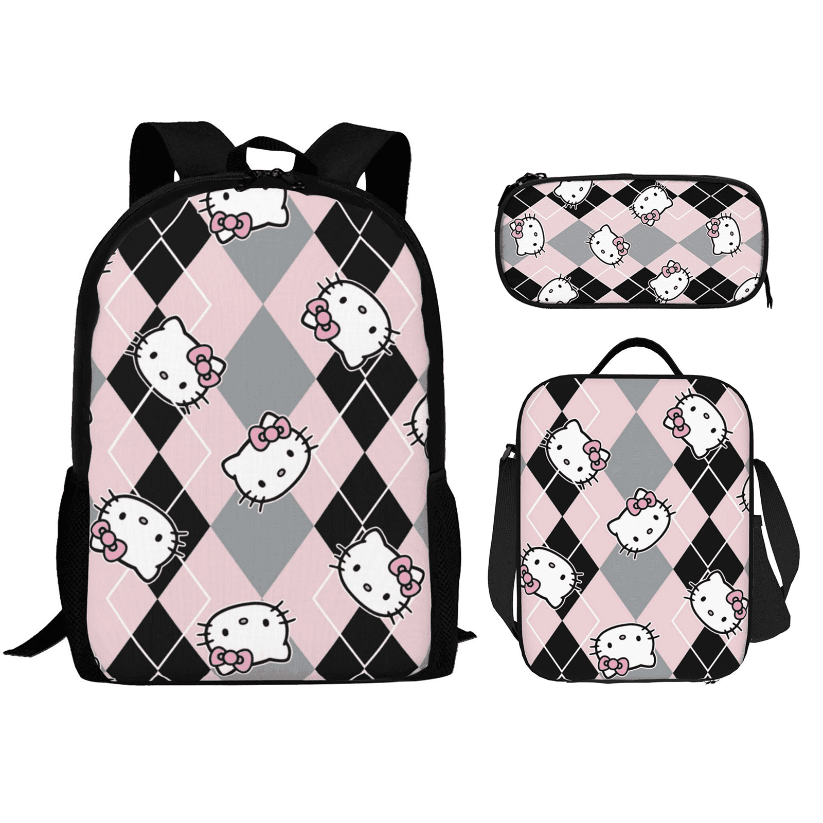 Hello Kitty Backpack Set, Backpack with Lunch Box and Pencil Case 3pcs ...