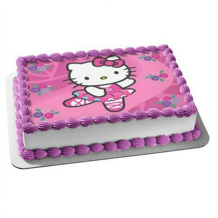 Hello Kitty Ballerina Birthday Party Edible Image Cake Topper For Quarter Sheet Cake By TNCT