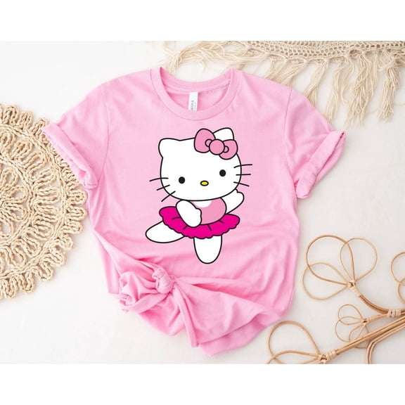 Hello Kitty Ballerina Tshirt, Cat Shirt,Light Pink color,size 2XL