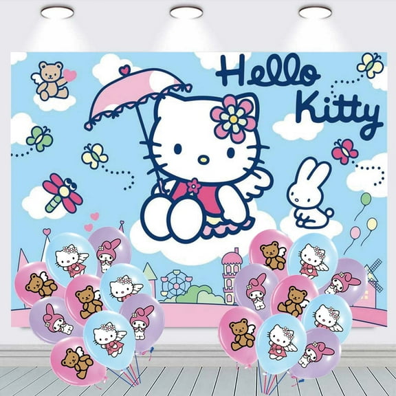 Hello Kitty Banner Wall Decor Party Decorations Balloons Taspestry Backdrop Background Poster Decor Supplies