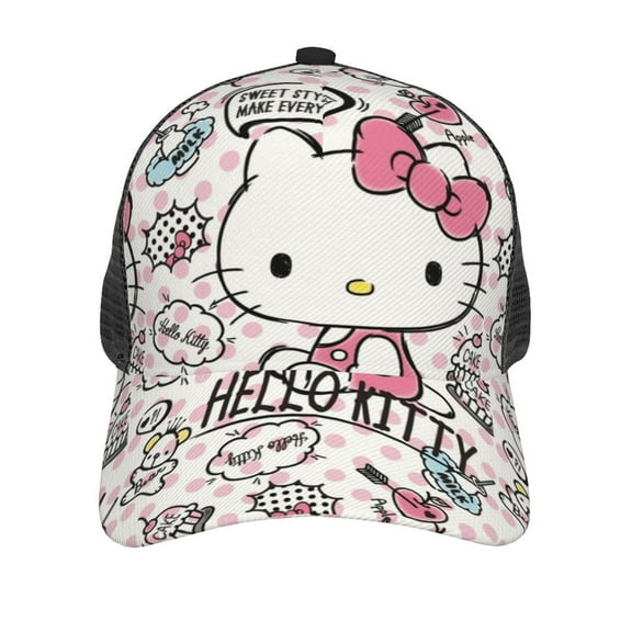 Hello Kitty Baseball Caps Casual Fishing Sun Hat Mesh Back Adjustable For Men Women