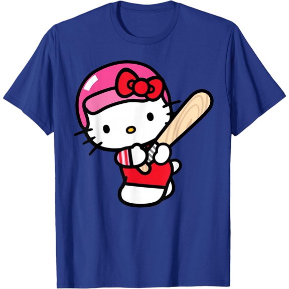 Hello Kitty Baseball Cute DTG Print Unisex T-Shirt,Royal Blue Color,Size M