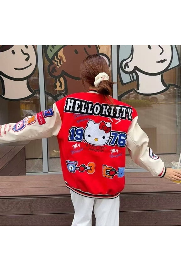 Hello Kitty Baseball Jacket Coat Men Women Sport Motorcycles Coats Gift