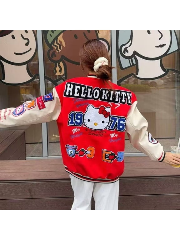 Hello Kitty Baseball Jacket Coat Men Women Sport Motorcycles Coats Gift
