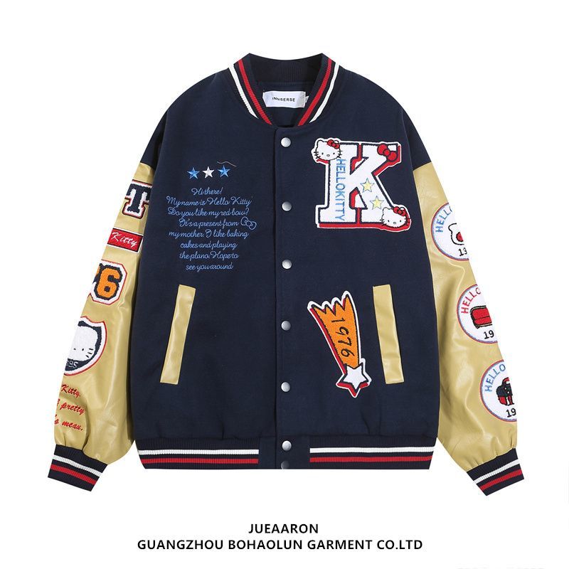Hello Kitty Baseball Jacket Uniform Sanrio Clothes Anime Cartoon Autumn