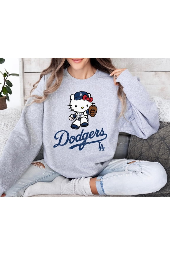 Hello Kitty Baseball Sweatshirt, Dodgers Baseball MLB Shirt