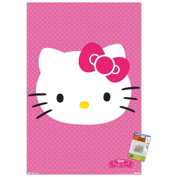 Hello Kitty: Basic - Face Wall Poster with Push Pins, 22.375" x 34"