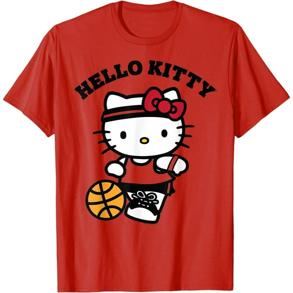 Hello Kitty Basketball Cute Parody DTG Print Unisex T-Shirt,Red Color,Size 2XL