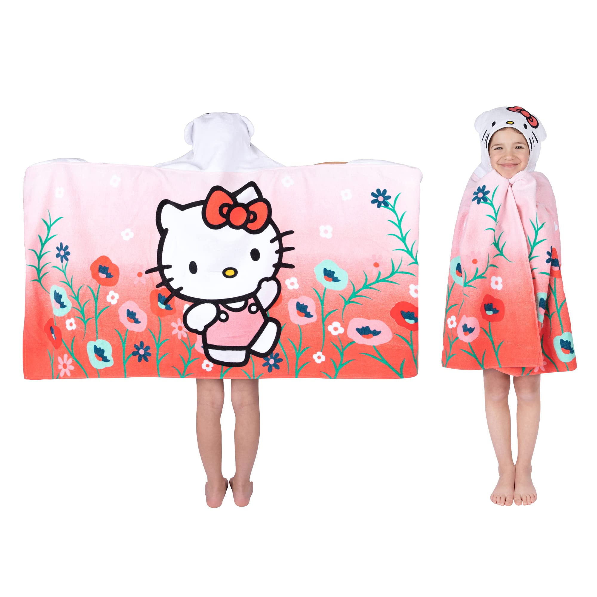 Hello Kitty Bath/Pool/Beach Soft Cotton Terry Hooded Towel Wrap, 24 in ...