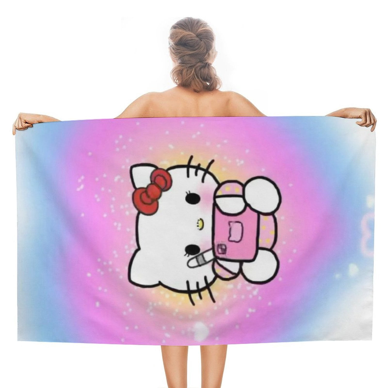Franco Hello Kitty Kapuzenhandtuch Für Kinder, 61x127 Cm, Aus Weichem Baumwoll-Frottee, Für Pool, Strand & Bad