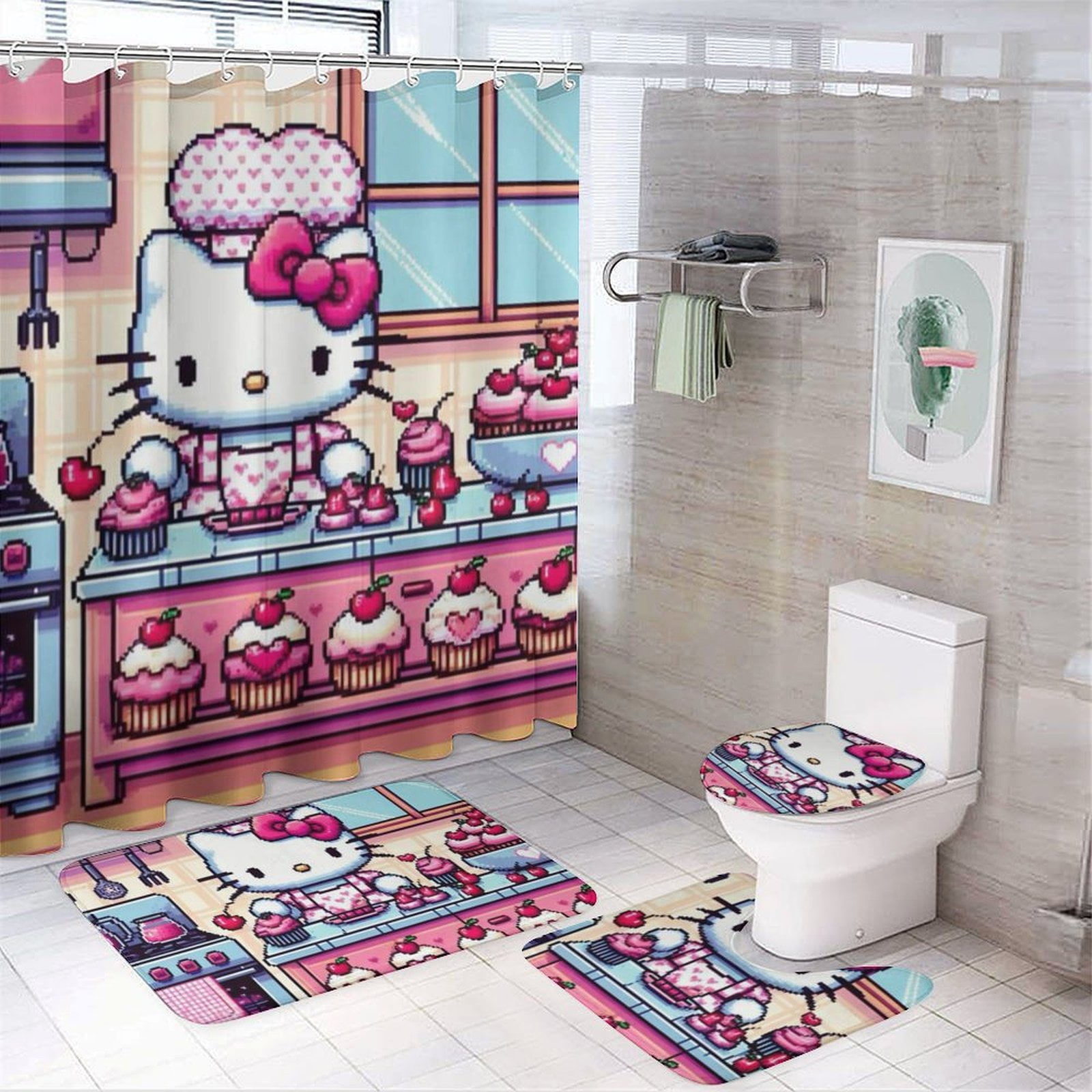 Hello Kitty Bathroom Set 4Pcs for Home Hotel Decoration - Walmart.com