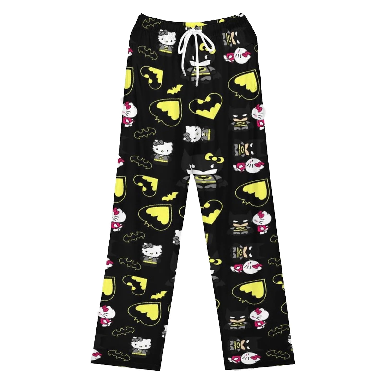 Hello Kitty Batman Pajamas Pants Women Autumn Winter Warm Flannel