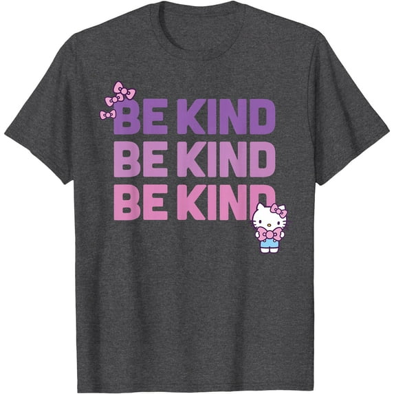 Hello Kitty Be Kind DTG Print Unisex T-Shirt,Dark Heather Grey Color,Size YXS