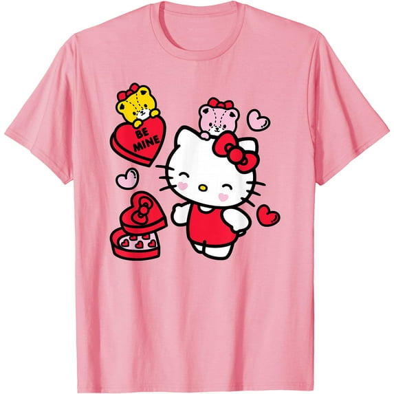 Hello Kitty Be Mine Candy Gifts Valentine's DTG Print Unisex T-Shirt,Light Pink Color,Size 3XL