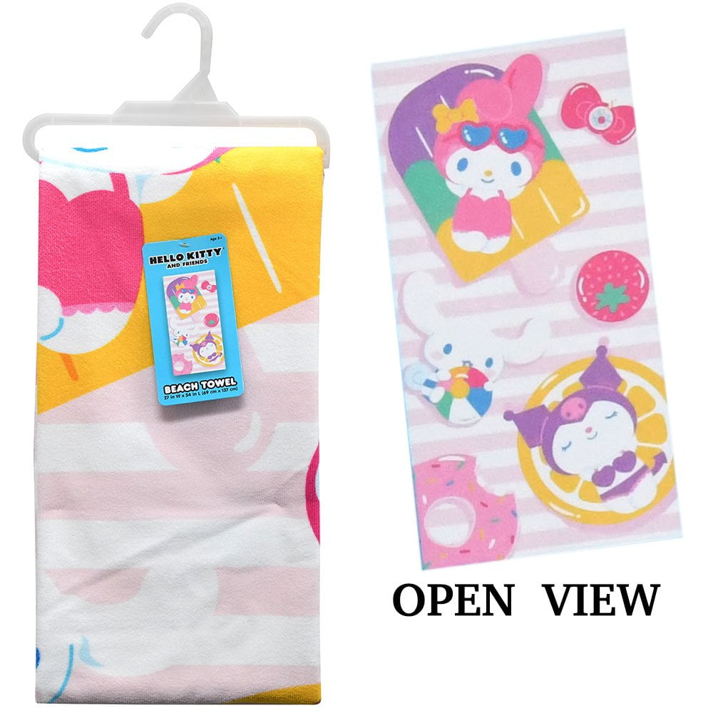 Jay Franco Hello Kitty Beach Towel - Coming Up Daisies Design, 27x54 Inches, Turquoise Blue With Pink Flowers - View #6