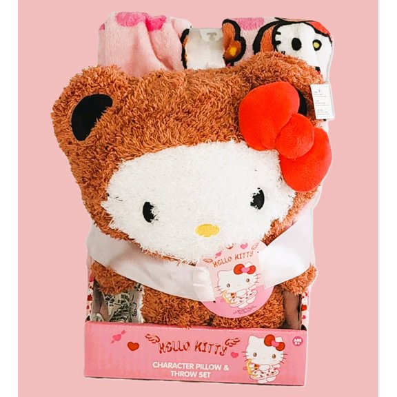 Hello Kitty Bear Pillow Plush & Throw Blanket Set, 40 X 50 in