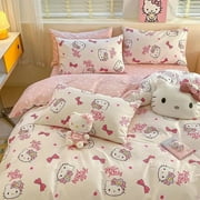 Hello Kitty Bedding Four Piece Nordic Winter Warm Bedding Set Luxury Thicken Bed Sheet and Pillowcases Quilt Cover Queen King