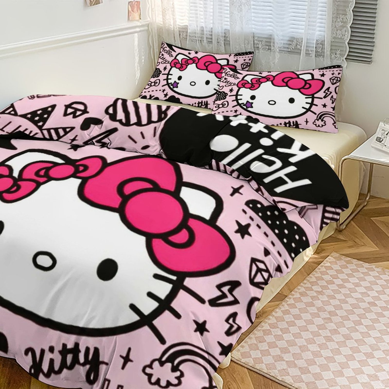 Hello Kitty Bedding Set for Kids Hello Kitty Merch for Women Girls Queen Size Bedding Sets ...