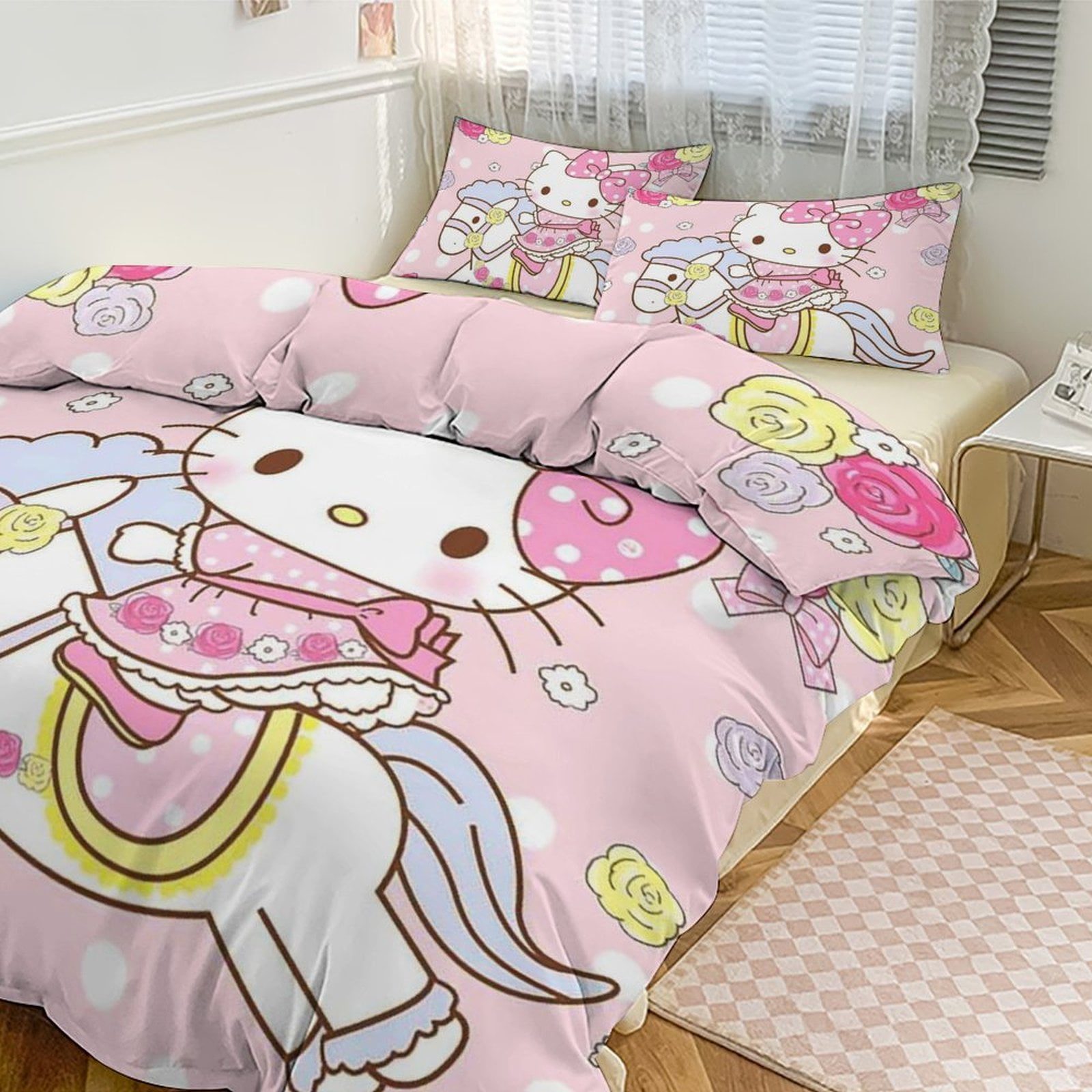 Hello Kitty Bedding Set for Kids Hello Kitty Merch for Women Girls Queen Size Bedding Sets ...