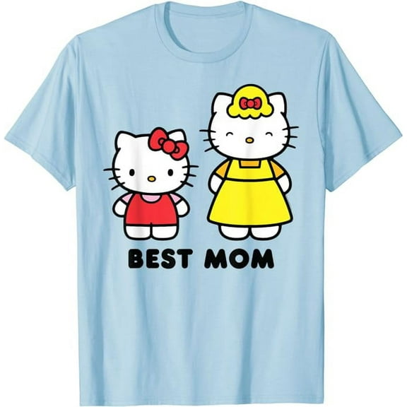 Hello Kitty Best Mom Mother T-Shirt Cute Tee For Women, Light Blue Color, Size 3XL