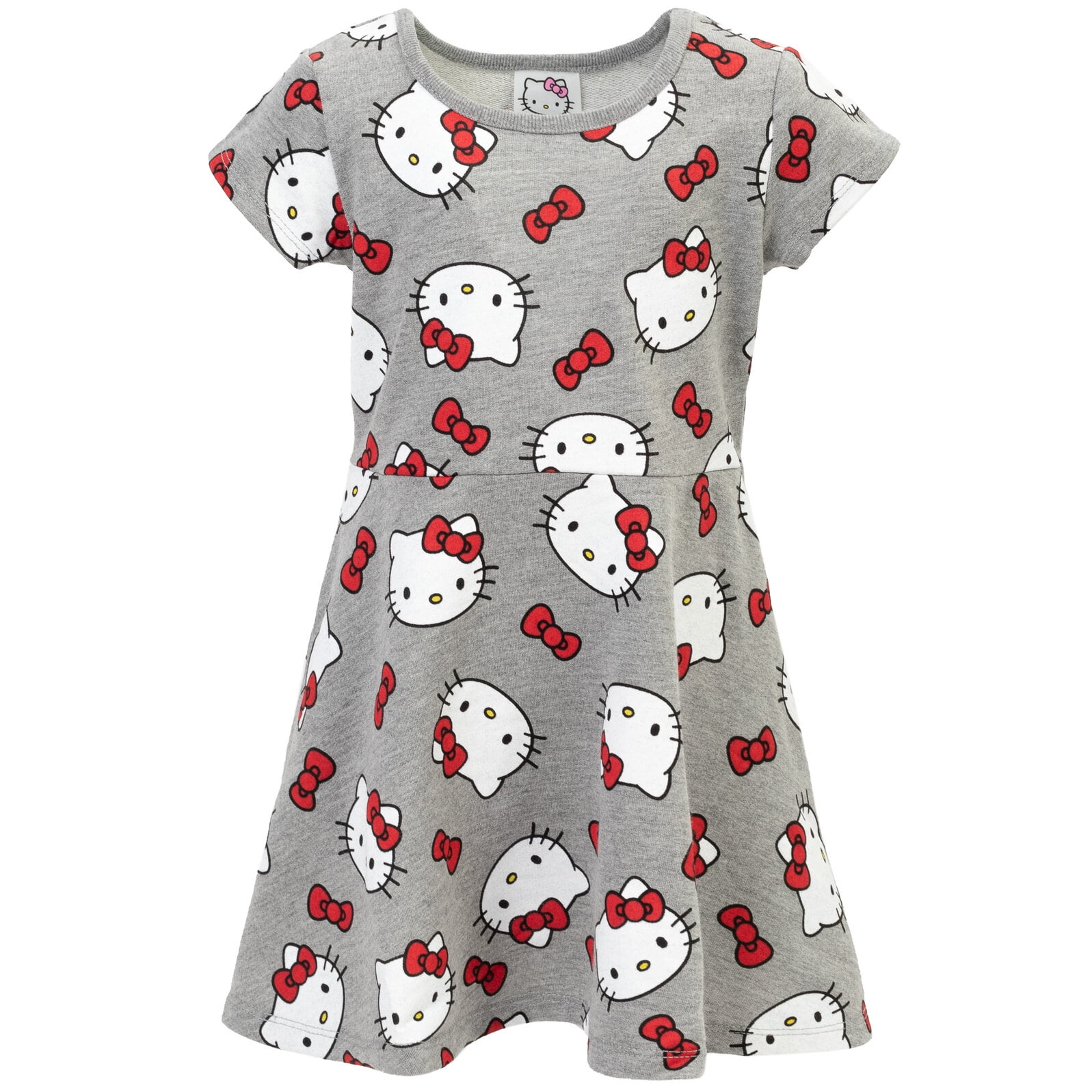 hello kitty winter dress Hello Kitty is dressed in this fancy black and red dress in the new Winter Dress plush now available in a jumbo size! Designed with a snowflake print and velvet detaining, this