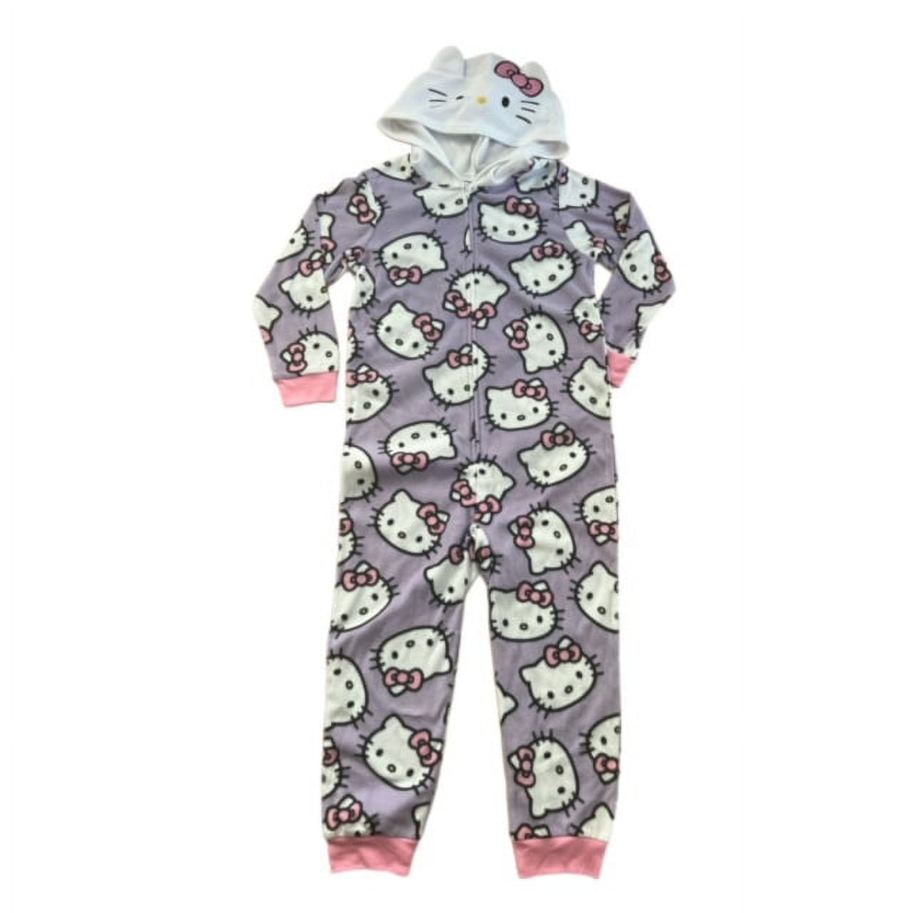 KOMAR KIDS Hello Kitty Big Girls Hooded Costume Print Fleece Pajama Sleeper (Medium 7/8)