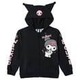 thumbnail image 1 of Hello Kitty Big Girls' Hooded Ears Fleece Zip-Up Hoodie Kuromi Charcoal Gray, 1 of 5