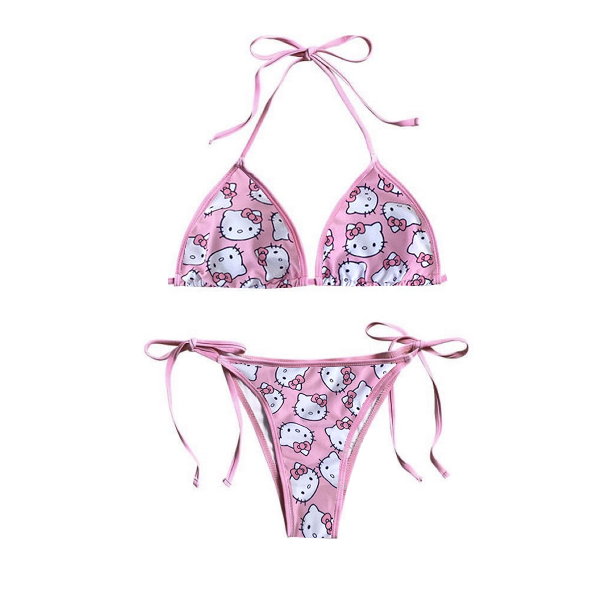 Hello Kitty Bikinis Set Y2K Summer Cartoon Anime Printing Women ...