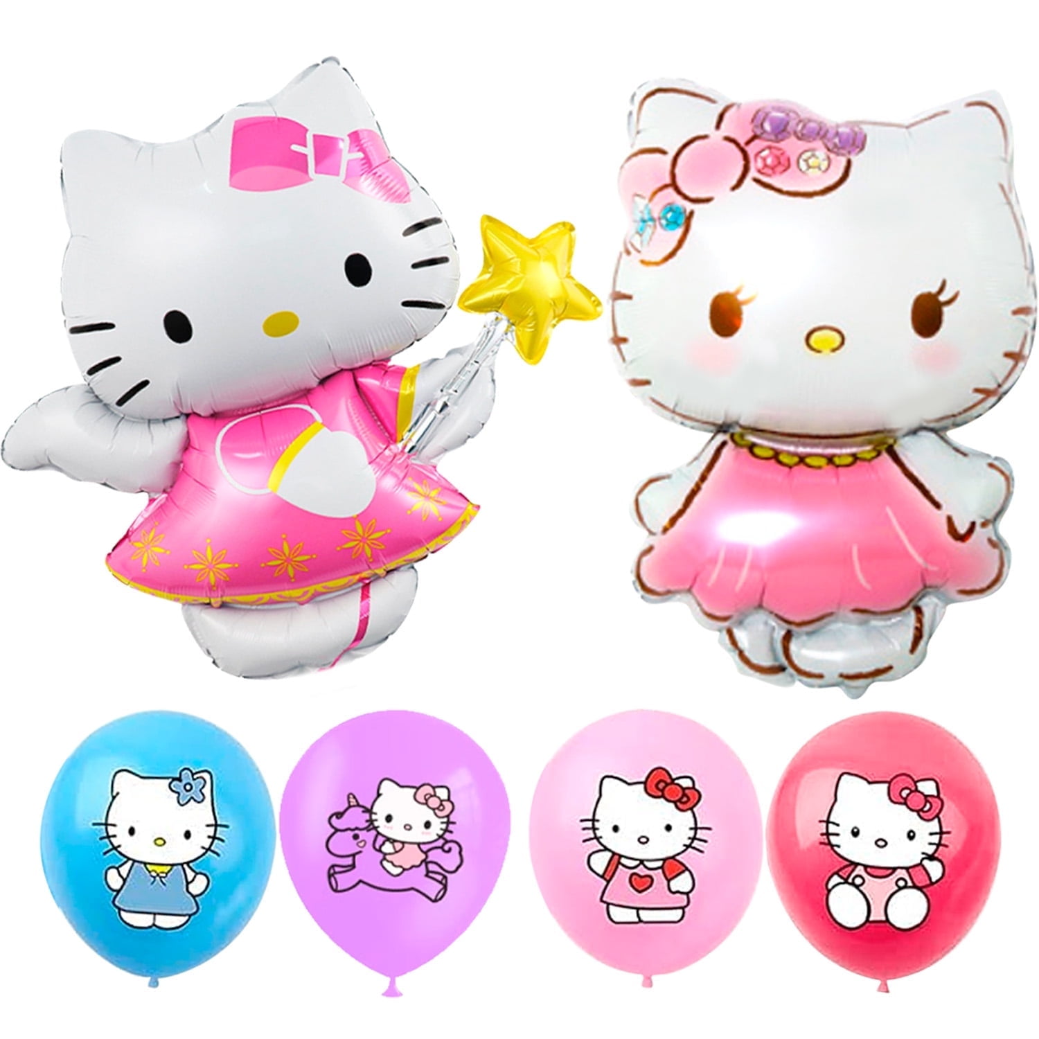 Hello Kitty Birthday Decorations, 18pcs Hello Kitty Balloons for Hello Kitty Party Supplies,Includes 2 Styles, Great for Hello Kitty Party Decorations,Hello Kitty Birthday Decorations