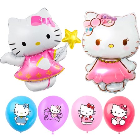 Hallo Ki-tty Birthday Decorations, 18pcs Hallo Ki-tty Balloons for Hallo Ki-tty Party Supplies,Includes 2 Styles, Great for Hallo Ki-tty Party Decorations,Hallo Ki-tty Birthday Decorations