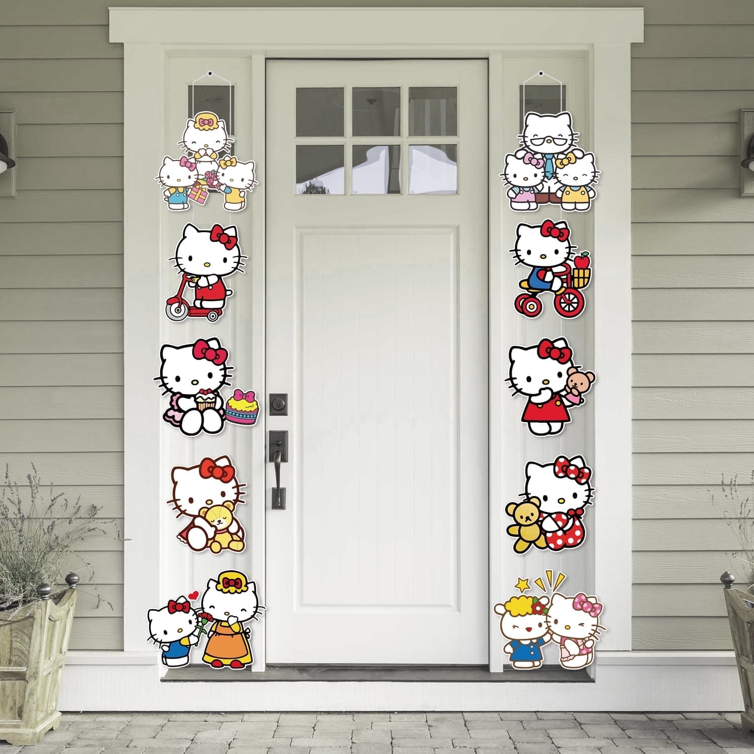 Kitty Birthday Party Supplies, Door Sign Porch Sign Welcome Banner for Hello Kitty Party Decorations