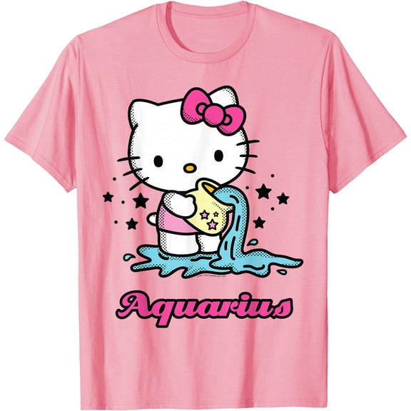 Hello Kitty Birthday Zodiac Aquarius DTG Print Unisex T-Shirt