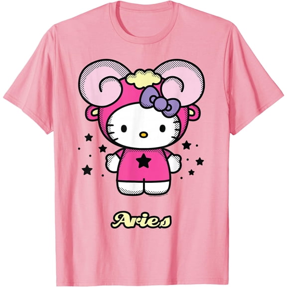 Hello Kitty Birthday Zodiac Aries DTG Print Unisex T-Shirt,Light Pink Color,Size 2T