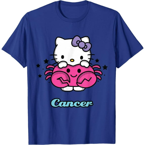 Hello Kitty Birthday Zodiac Cancer DTG Print Unisex T-Shirt,Royal Blue Color,Size M
