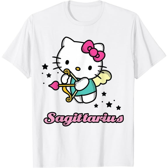 Hello Kitty Birthday Zodiac Sagittarius DTG Print Unisex T-Shirt,White Color,Size 3XL
