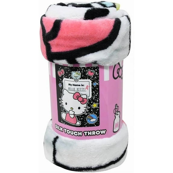 Hello Kitty Black Notebook Throw Blanket 46" x 60"