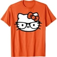 thumbnail image 1 of Hello Kitty Black and White Nerd Glasses DTG Print Unisex T-Shirt,Orange Color,Size YS, 1 of 5