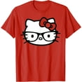 thumbnail image 1 of Hello Kitty Black and White Nerd Glasses DTG Print Unisex T-Shirt,Red Color,Size 5-6T, 1 of 5