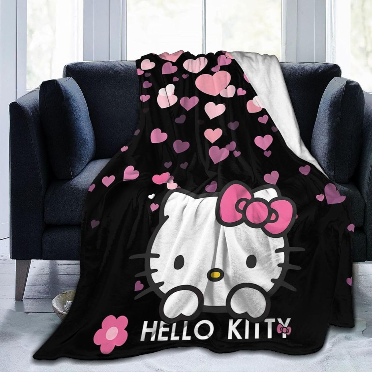 Jay Franco Sofa Living Hello Kitty Fleece Throw Blanket Hello Kitty Blanket  Cartoon Blanket Super Soft, image size:1500x1500
