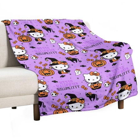 Hello Kitty Blanket Flannel Blanket Cute Fluffy Throw Blanket Cat Theme Soft Blanket for Travel Bed Sofa Couch Birthday Gifts for Halloween Christmas 40"*50"