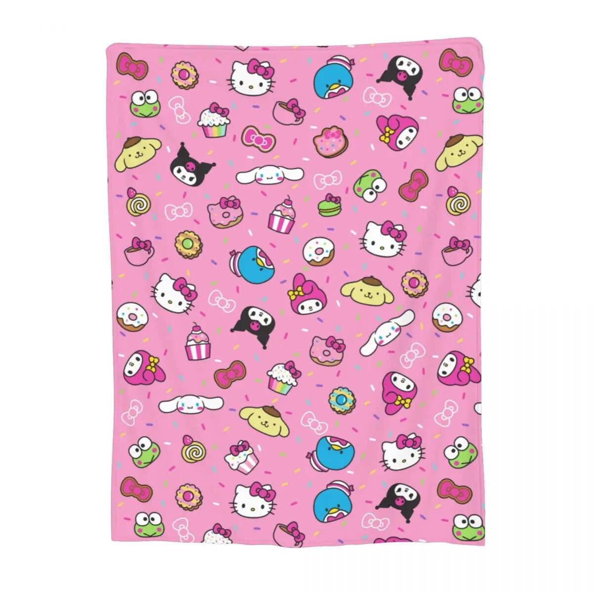 Hello Kitty Blanket Flannel Textile Decor Kitty White Cozy Lightweight