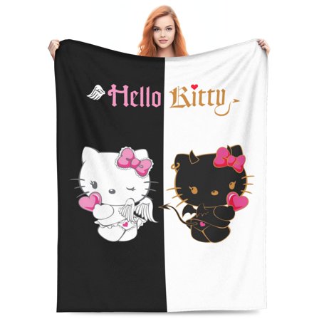 Hello Kitty Blanket Lightweight Throw Blanket Flannel Fleece Microfiber Plush Cute Cartoon Bed Blanket Super Soft Blanket for All Season 3D Print Design 40"x30"