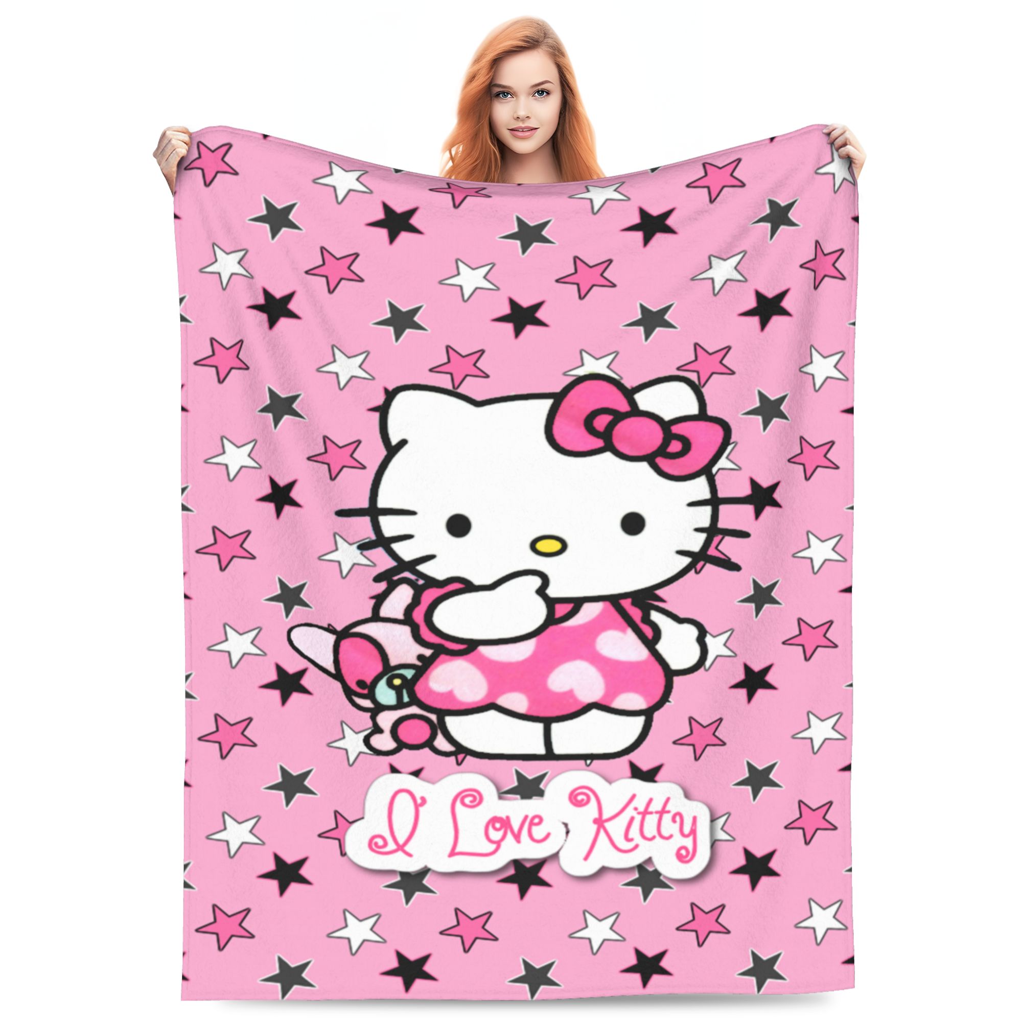 Hello Kitty Blanket Lightweight Throw Blanket Flannel Fleece Microfiber