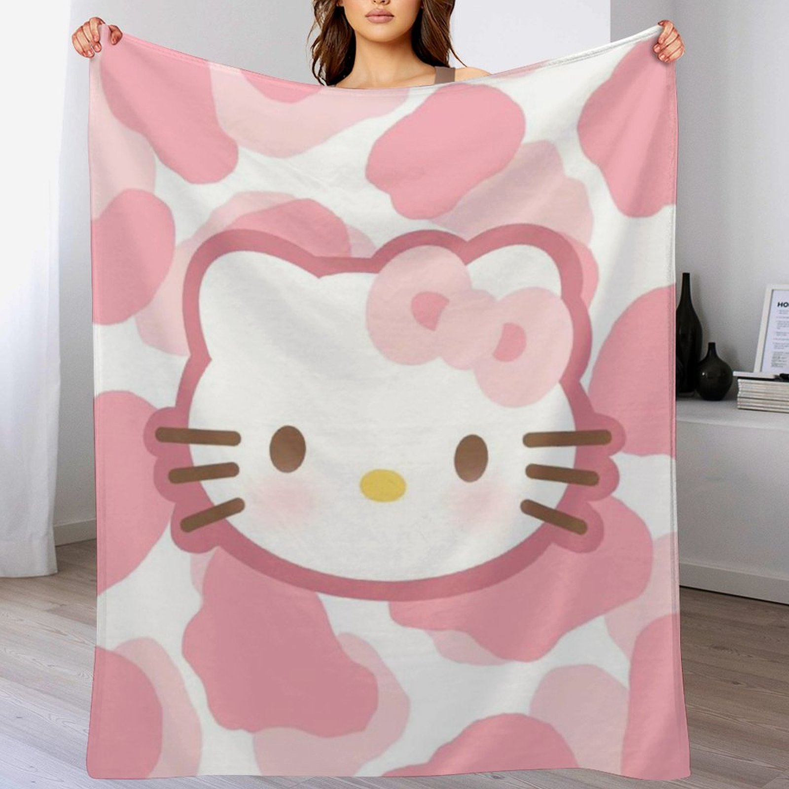 Hello Kitty Blanket Super Soft Flannel Throws for Bed Sofa Camping
