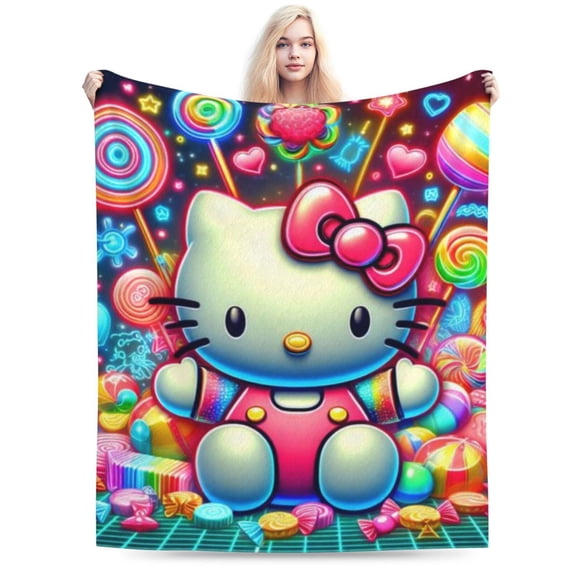 Hello Kitty Blanket, Super Soft Throw Blanket, Cozy Flannel Blankets For Boys Girls, Warm Blankets For Couch Sofa Bed, 80"X60"