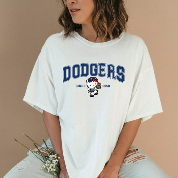 Hello Kitty Blue Dodgers Baseball Shirt, Game Day, Uinsex Shirt, TeaBagTeaHouse