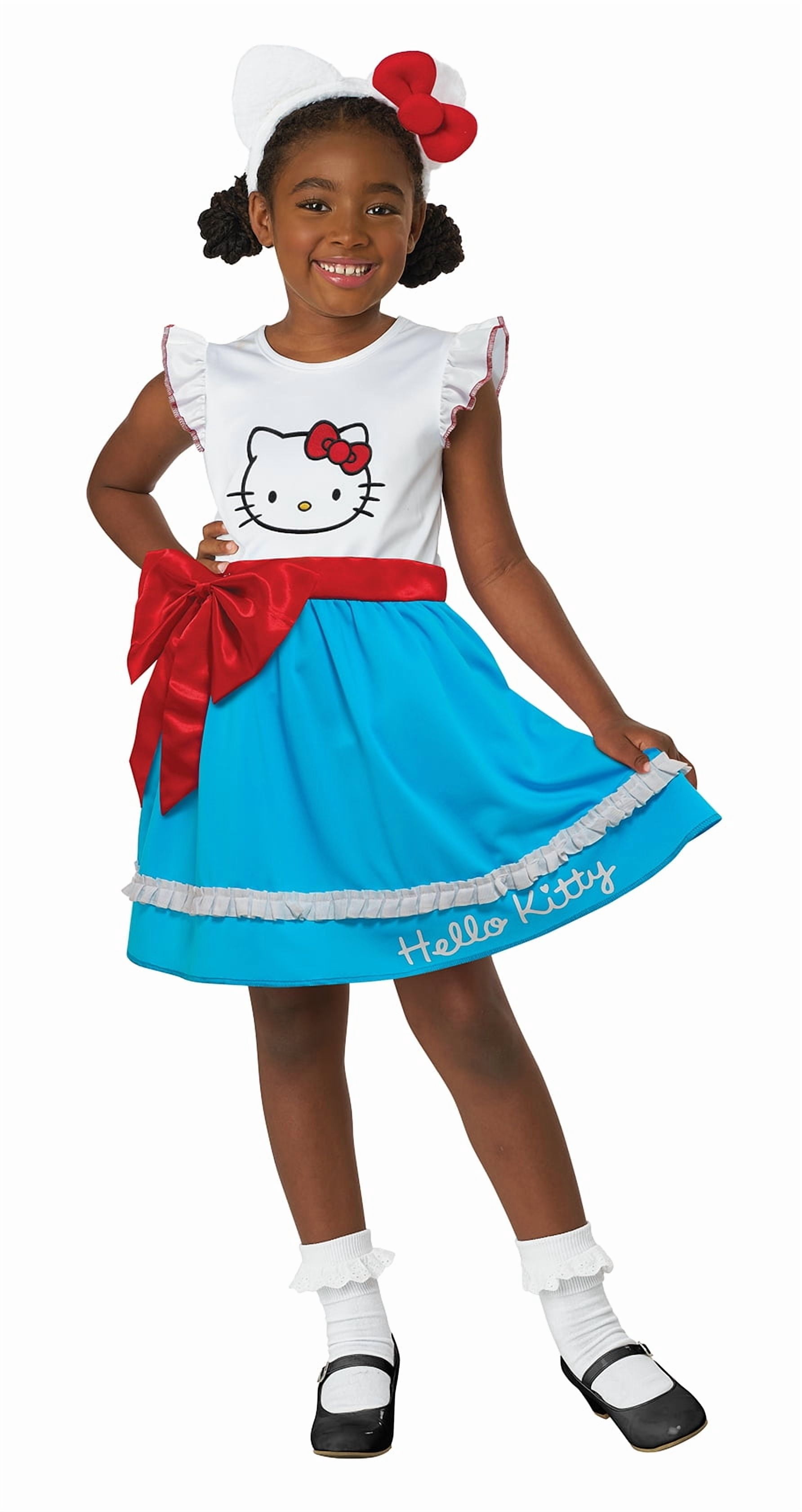 blue hello kitty dress Child Costume color_beige Black dress- Tina Tulle Sizes:24m over Hello Kitty print